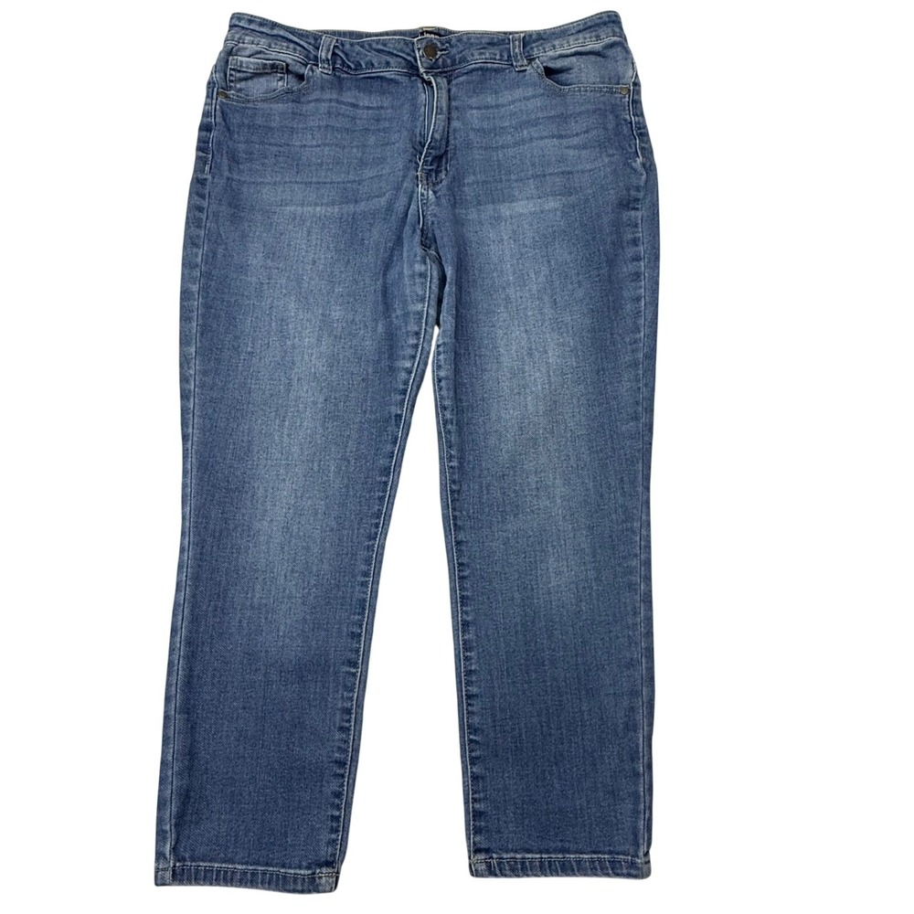 d.jeans Womens Sz 16 Medium Wash Straight Leg Stretch Denim Blue Jeans